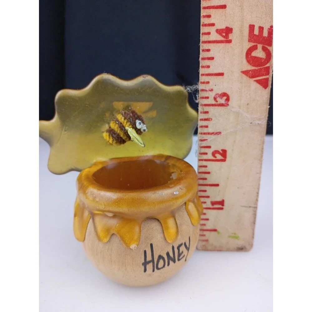 Vintage Wood  Honey Miel Honey Pot Pencil/Stick/Sewing Needles  Holder 🐝 Bee